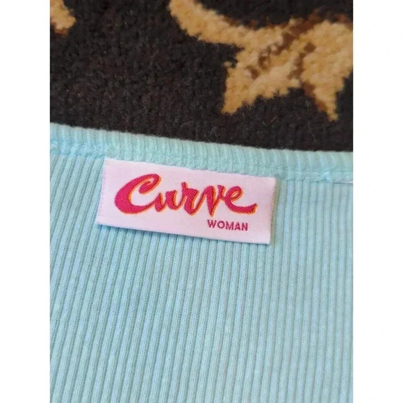 Vintage Curve Woman Blue Ribbed Sequin Butterfly Tee 2X - Picture 3 of 11